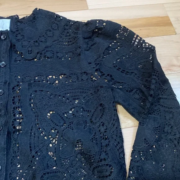 Joie Elegant Black Lace Blouse with Gorgeous Collar - Picture 13 of 15